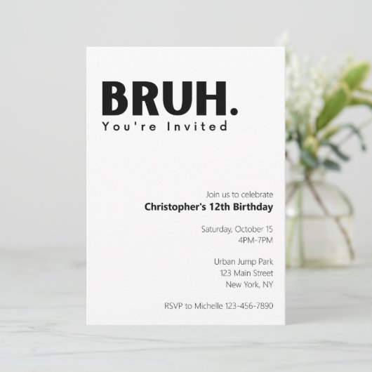 ブラ招待されましたおもしろいオールド子供の誕生日 招待状 (スタンド正面)