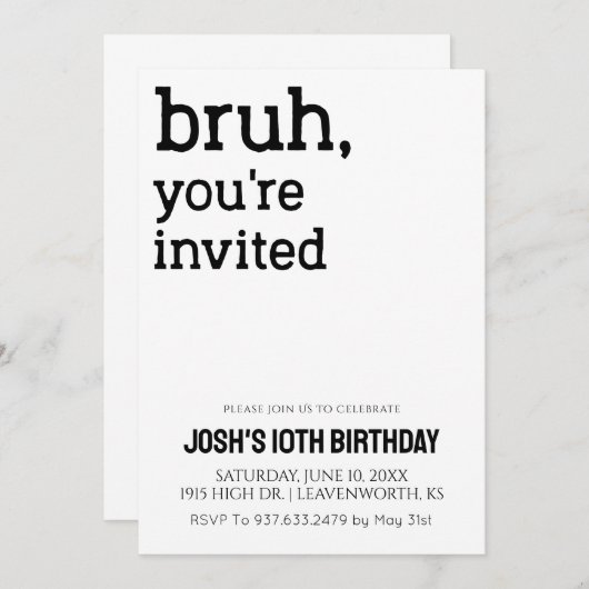 ブラ招待されましたボーイズ誕生日 招待状 (正面/裏面)