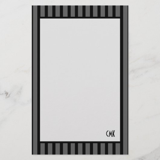 ブラ男らしックパーソナライズされた&グレーストライプ 便箋 (正面)