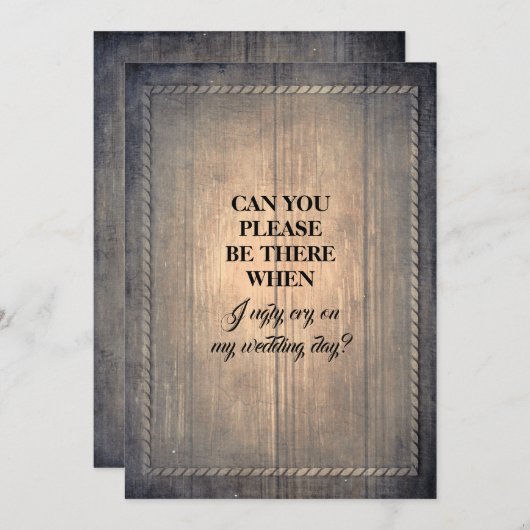 ブラ素朴イデおもしろいスメイド/メイド・オブ・オーナー（花嫁付き添い人）提案 招待状 (正面/裏面)