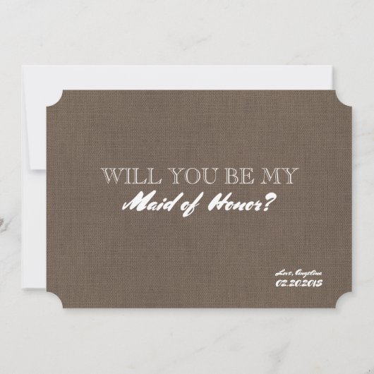 ブラ素朴イデおもしろいスメイド/メイド・オブ・オーナー（花嫁付き添い人）提案 招待状 (裏面)