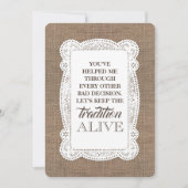 ブラ素朴イデおもしろいスメイド/メイド・オブ・オーナー(花嫁付き添い人)提案 招待状 (正面)