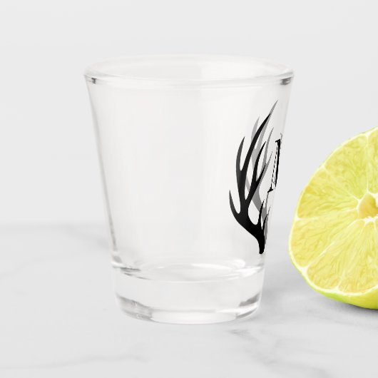 ブラ素朴ックディア〔雄ジカの〕枝角 |モノグラム ショットグラス (左)