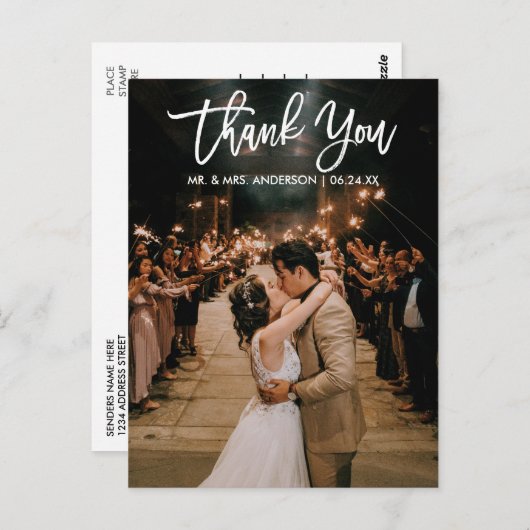 ブラ結婚シ台本の写真ありがとモダンう ポストカード (正面/裏面)