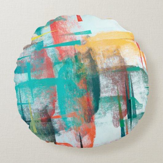 ブラ絵画シ。キャ芸術的ンバスミックスユニーク型枠O ラウンドクッション (正面)