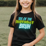 ブラ誕生日シスターおもしろいネオングローブルーグリーン Tシャツ<br><div class="desc">文字カスタム"シスの"誕生日ブー少年の誕生日デザインとネオンの明るく鮮やかな色の緑と青。</div>