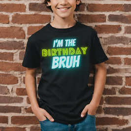 ブラ誕生日ボーイおもしろいネオングローブルーグリーン Tシャツ
