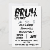 ブラ誕生日10代の若者誕生日10代の、ボーイパーティー 招待状 (正面)