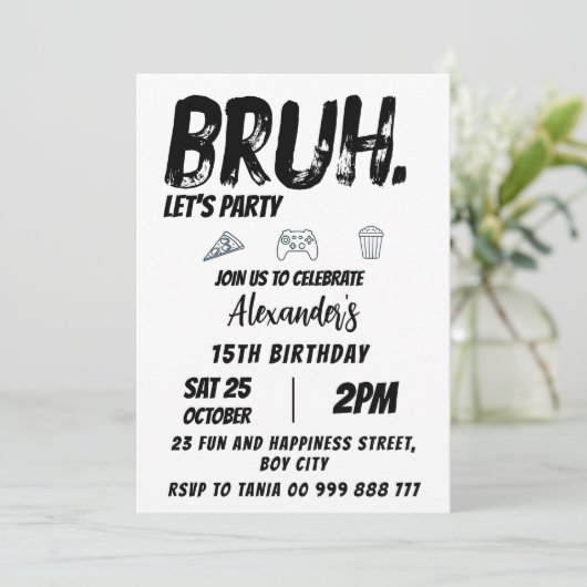ブラ誕生日10代の若者誕生日10代の、ボーイパーティー 招待状 (スタンド正面)