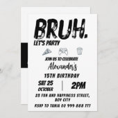 ブラ誕生日10代の若者誕生日10代の、ボーイパーティー 招待状 (正面/裏面)