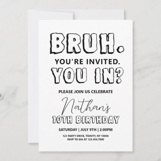 ブラ誕生日 招待状 (正面)