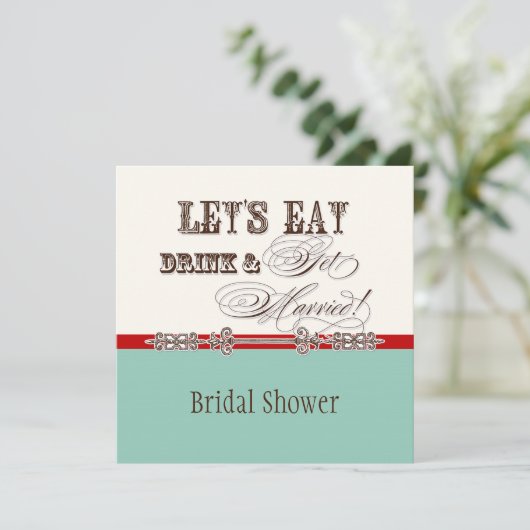 ブラ食べイダル·シャワーのご結婚した案内 招待状 (スタンド正面)