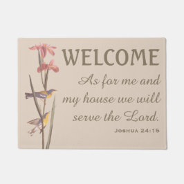 ブリの青い鳥と詩の模様 ドアマット