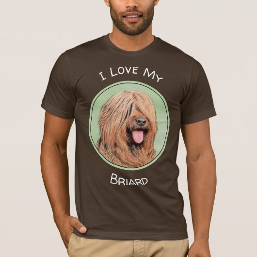 ブリアール犬の絵 - かわいいオリジナル犬アート Tシャツ (正面)