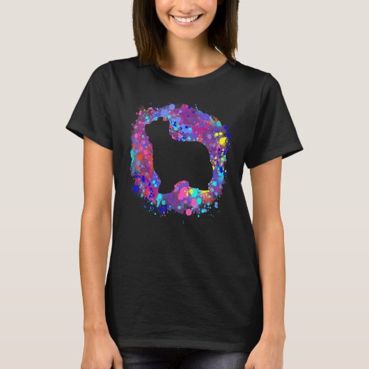 ブリアール ピンク 水彩 スプラッターアート 愛犬家 Tシャツ (正面)