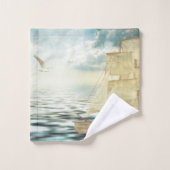 ブリガンチンセーリングボート&シーグルス バスタオルセット (ウォッシュタオル)