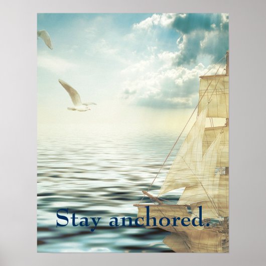 ブリガンチンセーリングボート&シーグルス ポスター (正面)