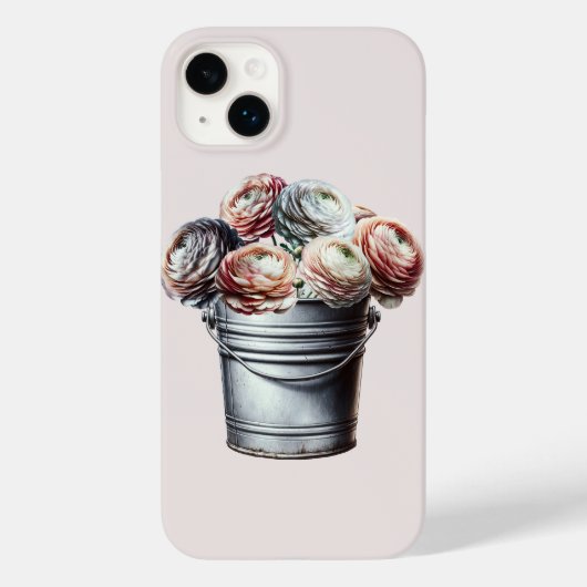 ブリキのバケツのラナンキュラス ラスティックグラマーピンク Case-Mate iPhoneケース (裏面)