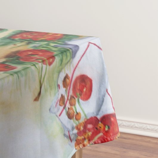 ブリキの籠に入ったイチゴ、テーブルクロス テーブルクロス