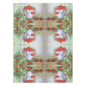 ブリキの籠に入ったイチゴ、テーブルクロス テーブルクロス (正面)