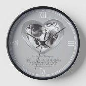 ブリキ結婚ス10周年記念写真カスタムハート 壁時計 (正面)