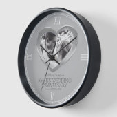 ブリキ結婚ス10周年記念写真カスタムハート 壁時計 (傾斜)