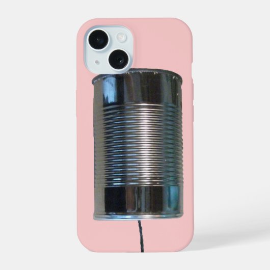ブリキ缶と紐の電話 iPhone 15ケース (裏面)