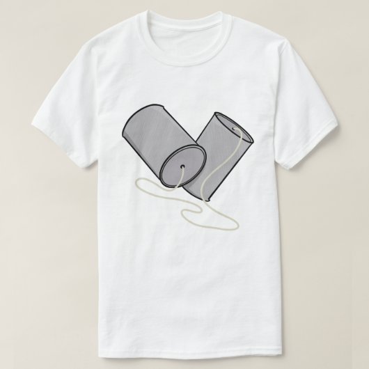ブリキ缶電話の懐かしさ Tシャツ (デザイン正面)