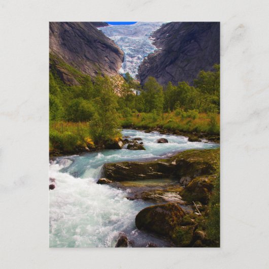 ブリクダール氷河から流れる川 ポストカード (正面)