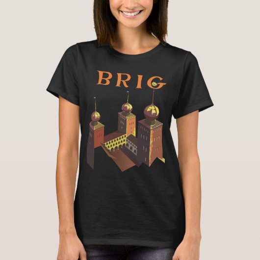 ブリグ スイス 城塔 旅行 Tシャツ (正面)