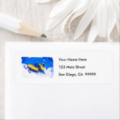 ブリザードで黄色のスノーモービル ラベル (インサイチュ)