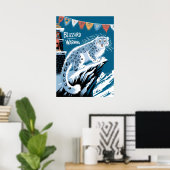 ブリザード警告 スノーレオパード - 冬の山 ポスター (ホームオフィス)