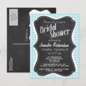 ブリザード青いギンガム；ヴィンテージシャルボードルック インビテーションポストカード (正面/裏面)