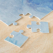 「ブリザード」コレクション – 青と白の抽象芸術 ジグソーパズル (側面)