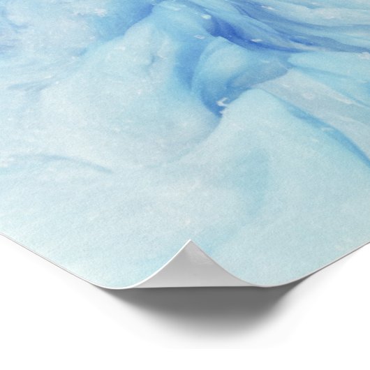 「ブリザード」コレクション – 青と白の抽象芸術 ポスター (角)