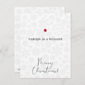 ブリザード・メリー・クリスマスカードにルドルフ 招待状 (正面/裏面)