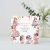 ブリジガルトンテーマガールドレスアップ誕生日パーティー 招待状 (スタンド正面)