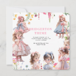 ブリジガルトンテーマガールドレスアップ誕生日パーティー 招待状