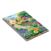 ブリジガートンインスパイア – 水色フローラスパイラル ノートブック (右側)