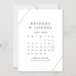 ブリジットモダンジオメトリック結婚式日付の保存 マグネット招待状