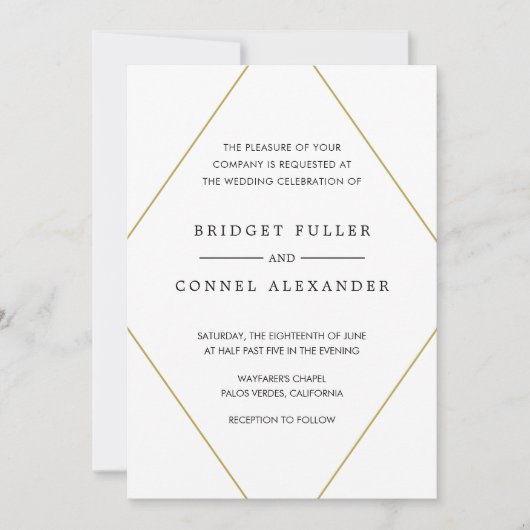 ブリジット幾何モダン結婚図形 招待状 (正面)