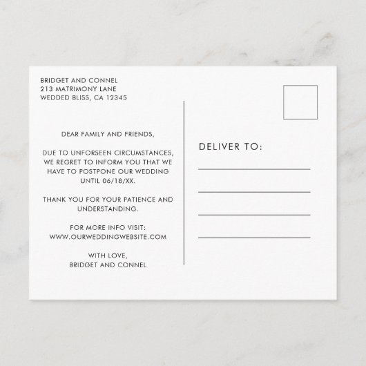 ブリジット幾何モダン結婚図形 案内ポストカード (裏面)