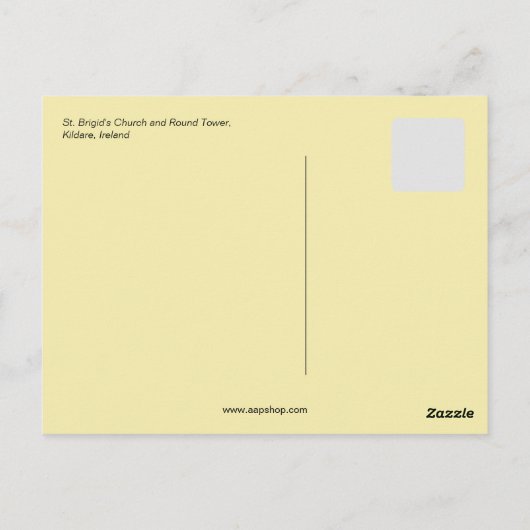 ブリジッド聖教会、ラウンド・タワー、キルデア ポストカード (裏面)
