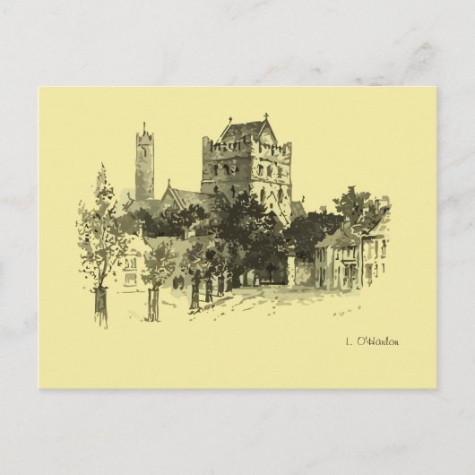 ブリジッド聖教会、ラウンド・タワー、キルデア ポストカード (正面)
