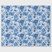 ブリスお洒落:青と白 ラッピングペーパー (フラット)