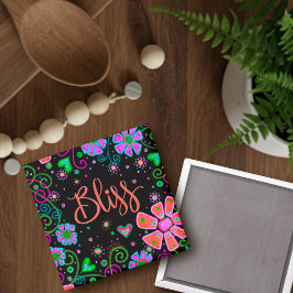 ブリスかわいらしお洒落感動的フローラ黒 マグネット