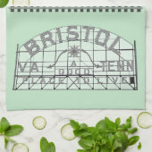 ブリストルのスローガンのサインとトラック付きヴィンテージグリーン キッチンタオル (折り畳み)