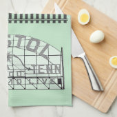 ブリストルのスローガンのサインとトラック付きヴィンテージグリーン キッチンタオル (四つ折り)