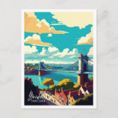 ブリストルイングランドアートヴィンテージ旅行イラストレーション ポストカード (正面)