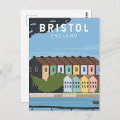ブリストルイングランドレトロトラベルアートヴィンテージ ポストカード (正面/裏面)